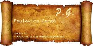 Paulovics Gergő névjegykártya